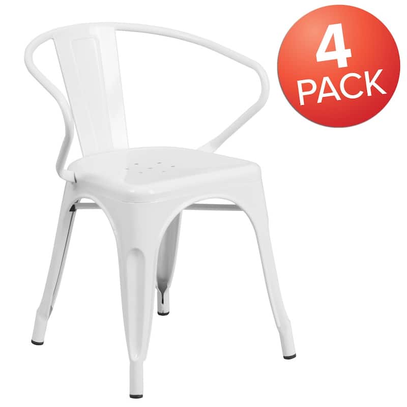 4 Pack Metal Indoor-Outdoor Chair with Arms