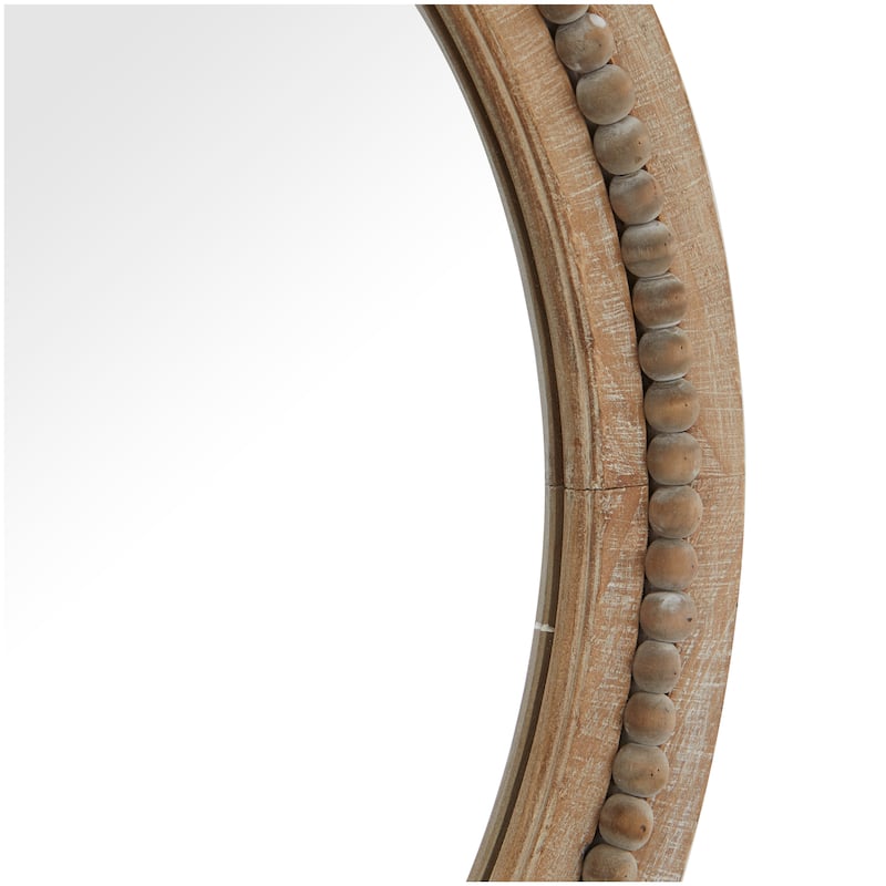 Contemporary Wood Distressed Wall Mirror with Beaded Detailing - Brown or White