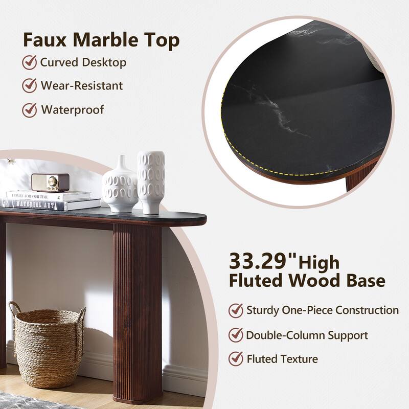 63" Modern Console Table, Entryway Table, Sofa Table with Fluted Bases