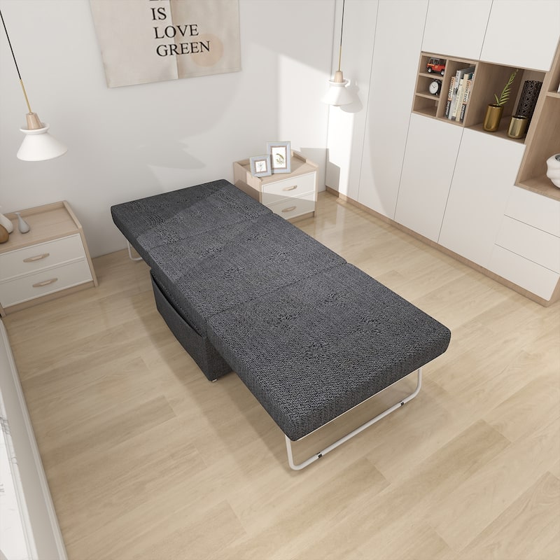 Roomfitters 36-Inch Convertible Sofa Bed, 4-in-1 Folding Ottoman Sleeper Chair with Adjustable Backrest for Living Room - Grey