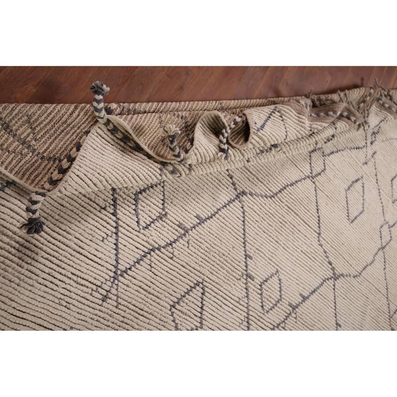 Earth Tone Moroccan Area Rug Handmade Wool Carpet - 8'3" x 10'2"