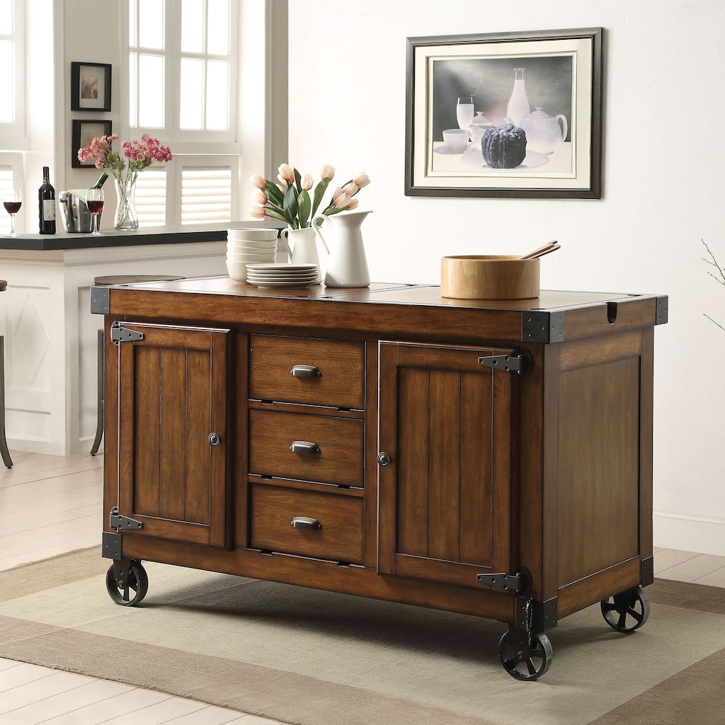 Battier Antique Tobacco 3-Drawer Kitchen Cart