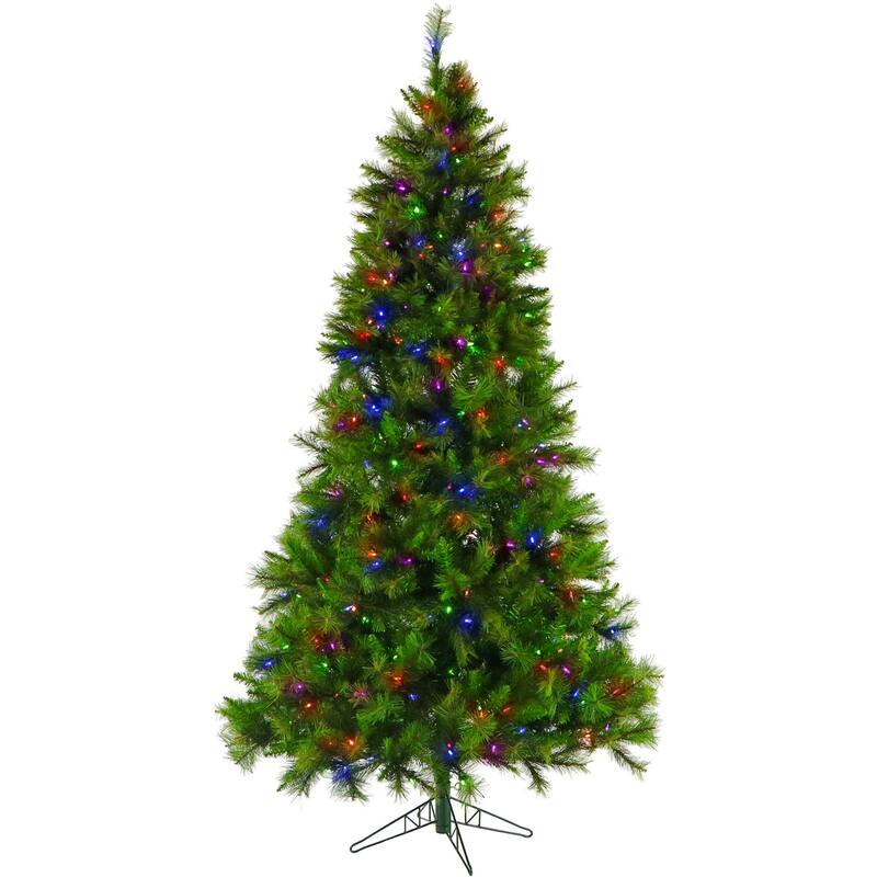 Fraser Hill Farm 7.5' Pine Christmas Tree, Multicolored LED