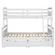 preview thumbnail 9 of 8, White Twin over Full Size Pine Wood Bunk Bed with Ladder, Two Storage Drawers, Safety Guardrail