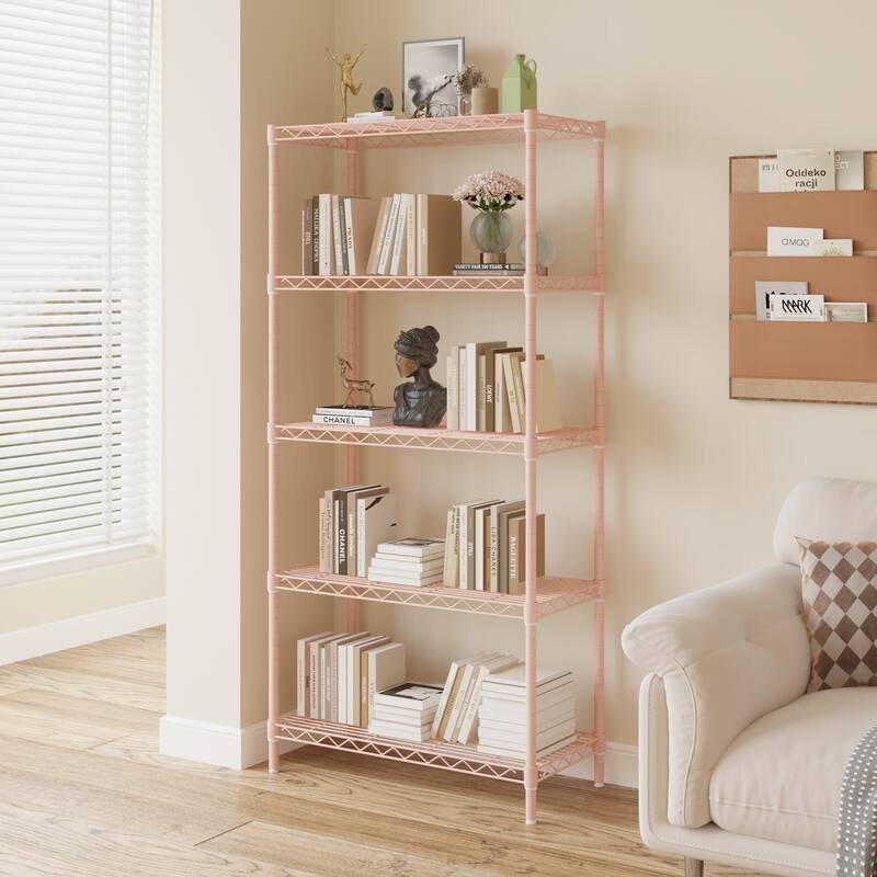 5-Tier Steel Storage Rack with Adjustable Shelves for Organizing Garage Pantry and Kitchen