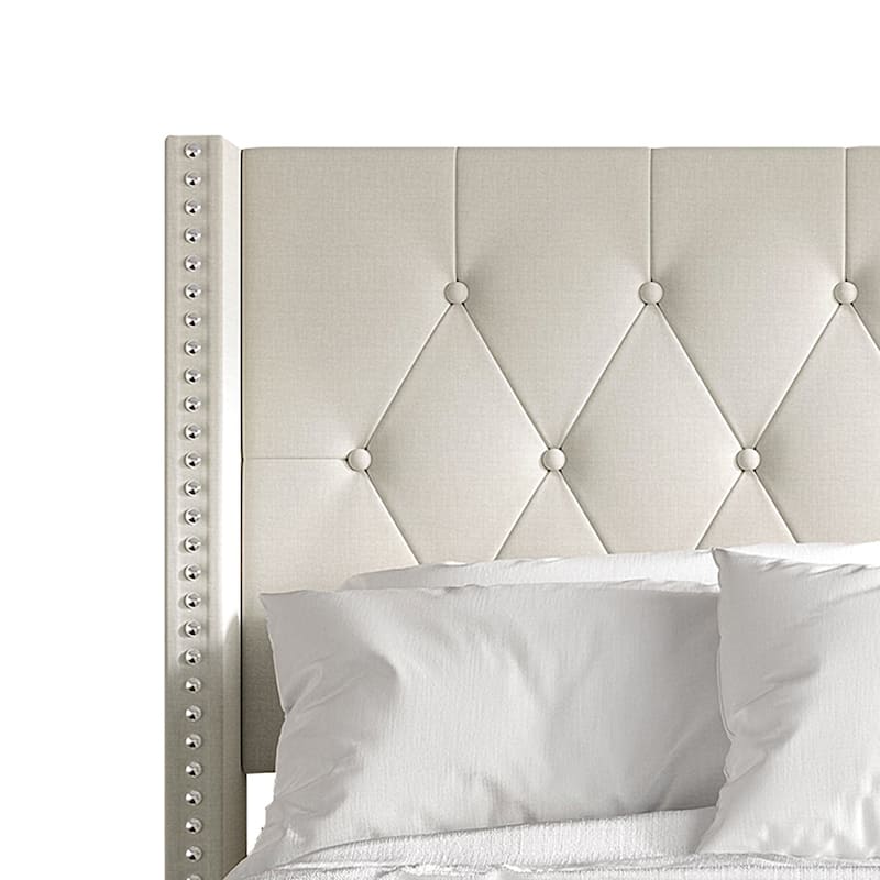 CraftPorch Glam Button Tufted Wingback Upholstered Bed