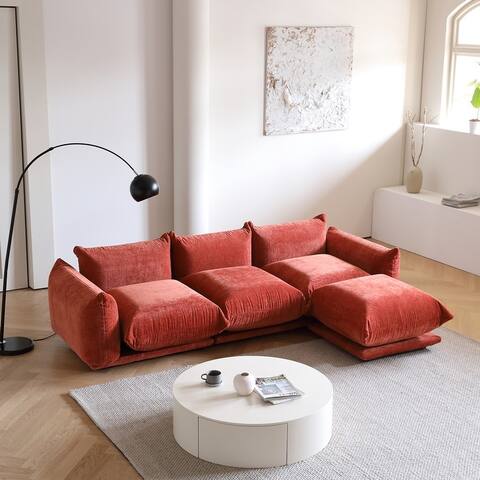 3 Seat chenille fabric Sectional Sofa with ottoman