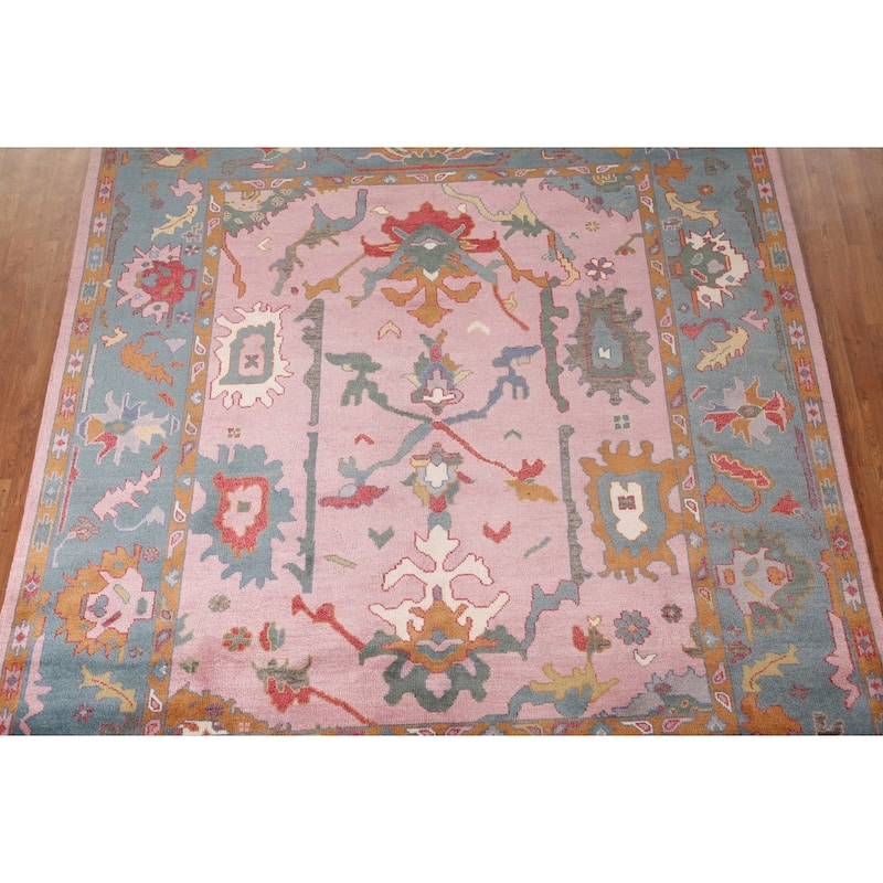 Pink Oushak Oriental Area Rug Handmade Wool Carpet - 8'5"x 10'2"
