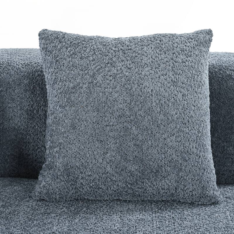 Modern Sectional Sofa with Curved Design, 2-Piece Chenille Modular Couch with 4 Pillows