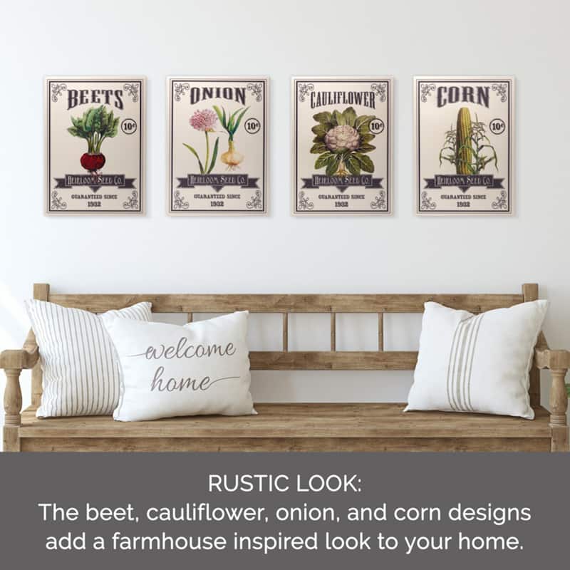 Elements Set of 4 Seed Wall Decor in White