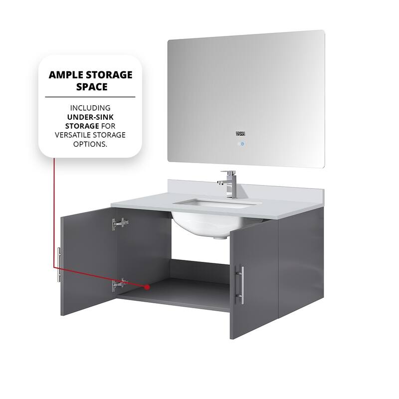 Geneva Bath Vanity with Cultured Marble Top, Sink, Faucet & Mirror