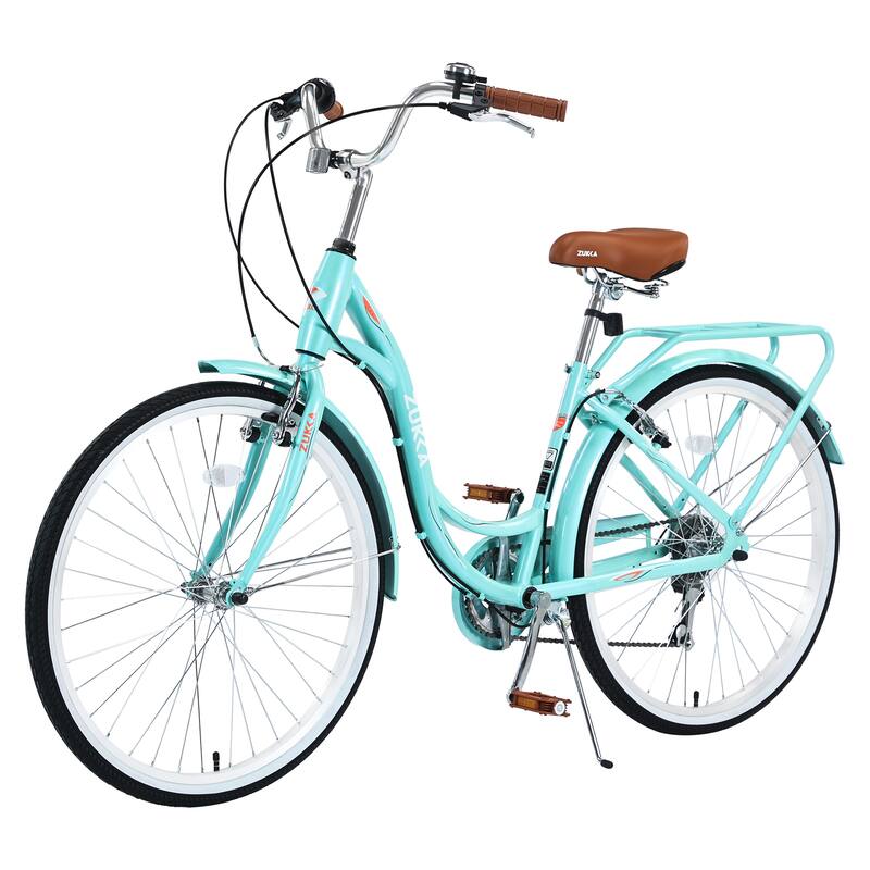24" Women's Comfort Bike, Shimano 7-Speed, Steel Frame with V Brakes and Cushioned Saddle
