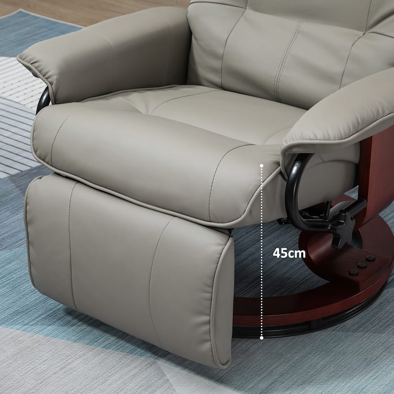 HomCom Faux Leather Adjustable Manual Swivel Base Recliner Chair with Comfortable and Relaxing Footrest