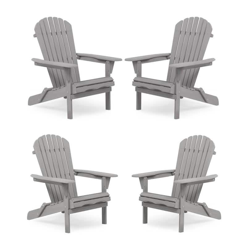 Set of 4 Outdoor Garden Solid Wood Folding Lounge Adirondack Chairs