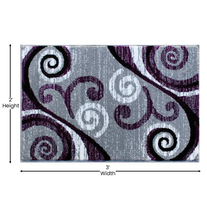 Modern Distressed Swirl Abstract Style Indoor Area Rug