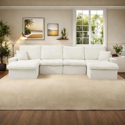 142" Modular U-Shaped Sectional Sofa, No Assembly Required, DIY Combination