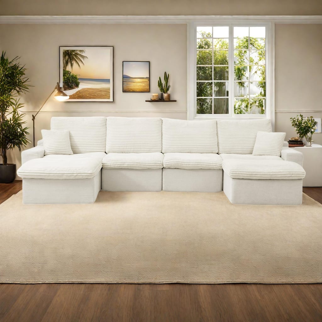 142" Modular U-Shaped Sectional Sofa, No Assembly Required, DIY Combination