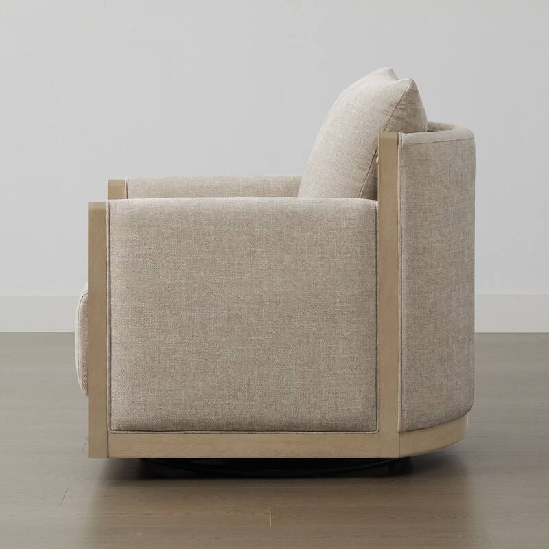 Carina Upholstered Swivel Accent Barrel Chair with Wood Frame