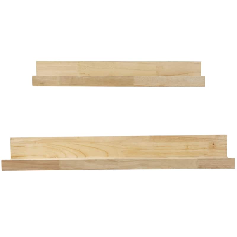 Wood 2 Shelves Wall Shelf with Lip - Set of 2 Light Brown - Roche River Decor - Light Brown