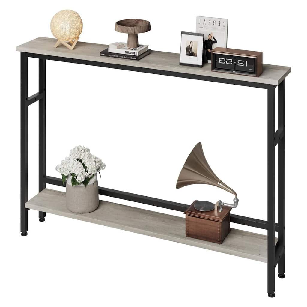 2 Tier Narrow Sofa Table with Adjustable Shelf