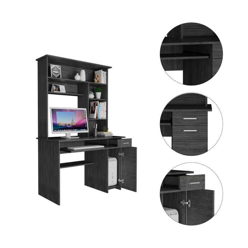 Aberdeen 2-Drawer 7-Shelf Computer Desk with Hutch