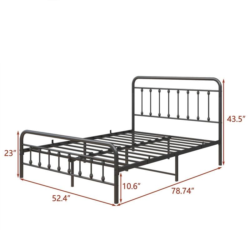 Metal Platform Bed Frame featuring a Headboard, Sturdy Slat Support, No Box Spring Required, and Easy to Assemble‌.
