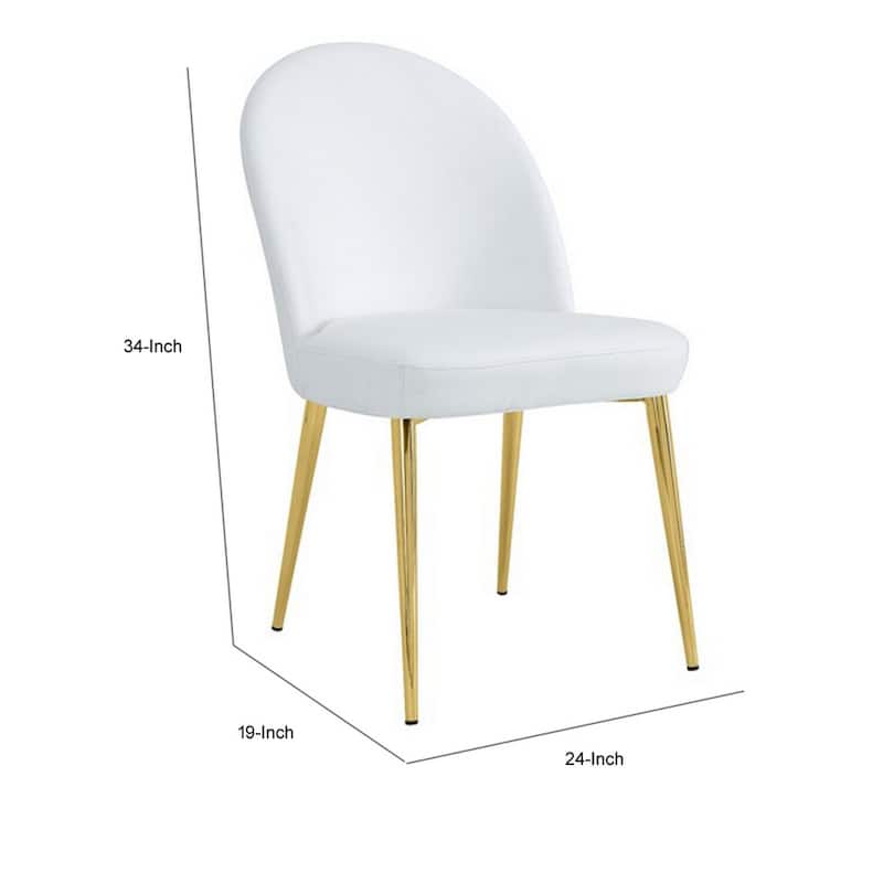 Gold/White Faux Leather Upholstered Metal Frame Dining Chair, Set of 2, Sturdy Dining Chair for Dining Rooms - 17.5