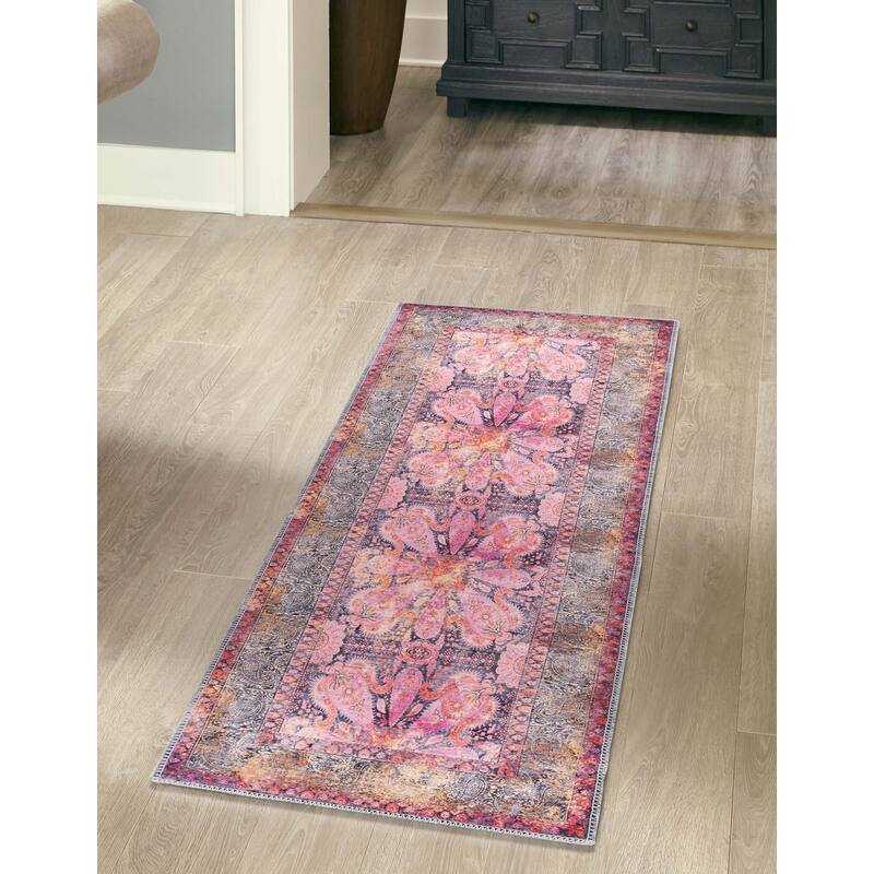 Contemporary Shara Collection Area Rug - 2'x10' - Pink
