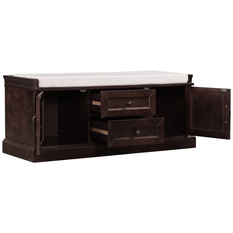 Storage Bench with 2 Drawers and 2 Cabinets