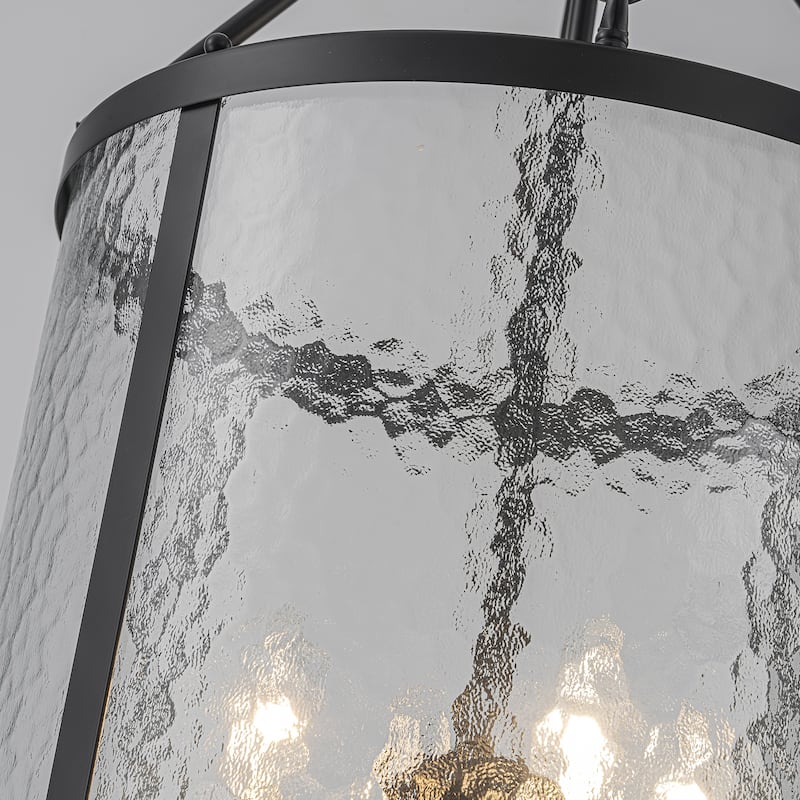 4 - Light Farmhouse Lantern Glass Drum Chandelier for Entryway