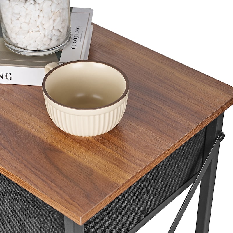 Javlergo 2 Pack X Frame Nightstand with Removable Fabric Drawer Easy to Clean Multifunctional End Table with Open Shelf
