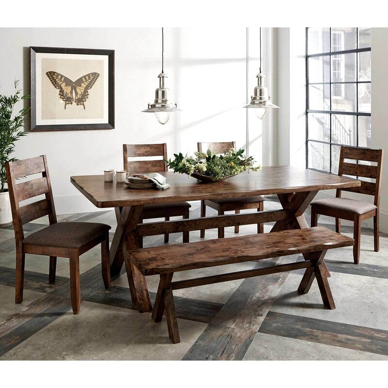 Wood Dining Bench in Knotty Nutmeg