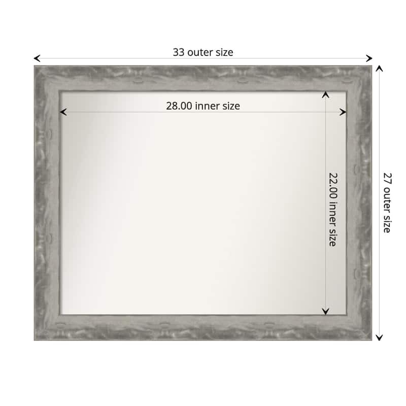 Non-Beveled Bathroom Wall Mirror - Waveline Silver Narrow Frame