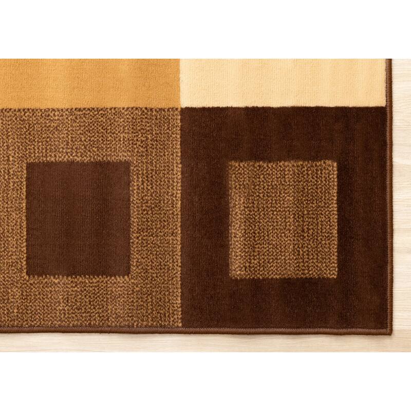 Florence Collection - Vintage Brown Squares Area Rug