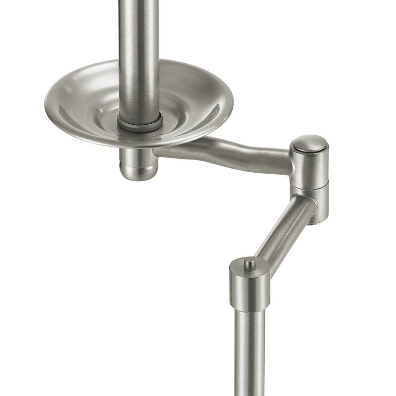 KAWOTI 64.5 inch Adjustable Height Swing Arm Floor Lamp with Shade - Nickel