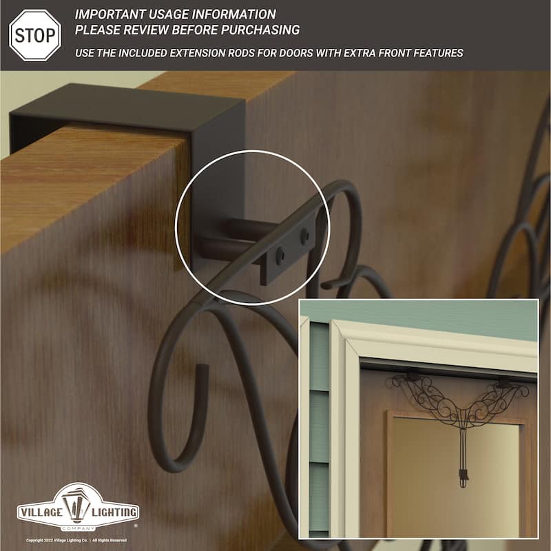 Adjustable Wreath Hanger for Door - Antler (Black) - Black