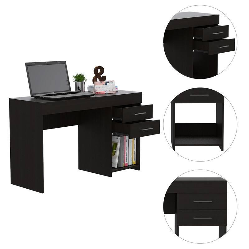 2-Drawers 1-Shelf Computer Desk, Writing Console Table