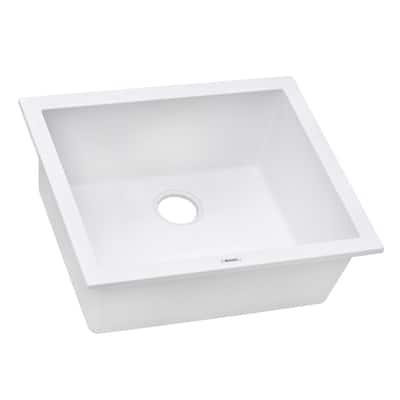 Ruvati 21 x 18 inch Granite Composite Quartz Undermount Single Bowl Kitchen Sink - Arctic White - RVG2021WH