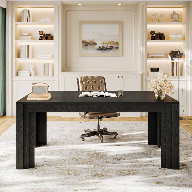 63-Inch Executive Desk, Large Home Office Computer Desk, Writing Table Business Workstation for Home Office, Conference Room
