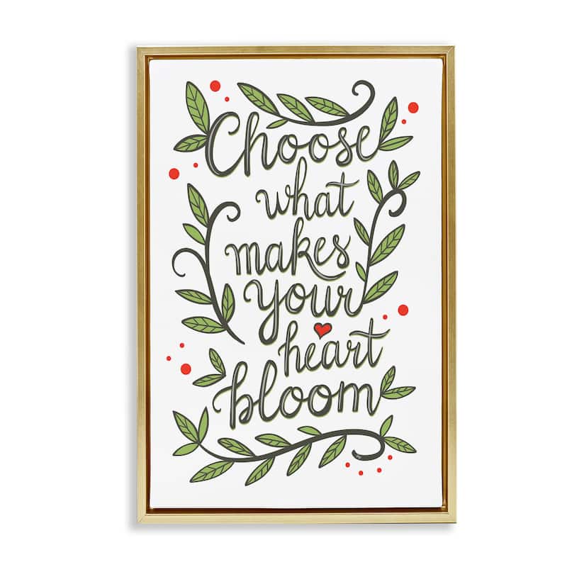 Stupell Makes Your Heart Bloom Framed Floater Canvas Wall Art Design By Martina Pavlova - 21 x 31 - Gold