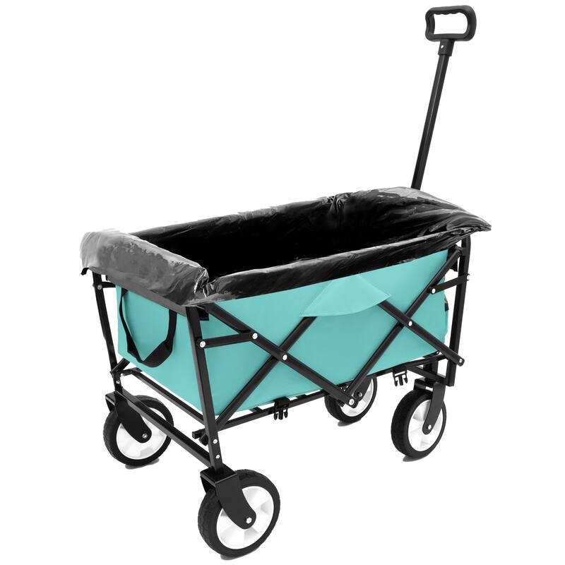 Heavy-Duty Collapsible Wagon with 3-Piece Multi-Use Bag Set - Utility Cart with Liner Covers