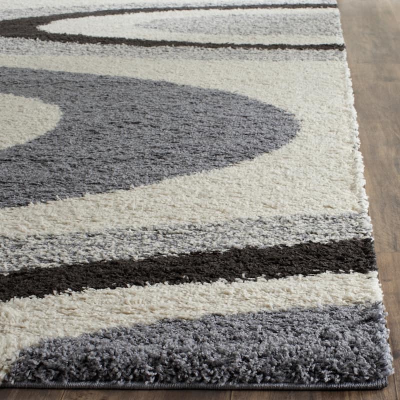 SAFAVIEH Art Shag Filippia Abstract Rug - 2'3" x 9' Runner - Ivory/Grey