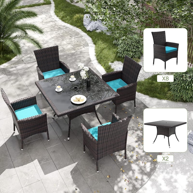 Kullavik Outdoor Dining Set, Rattan Patio Furniture Dining Table & Chairs