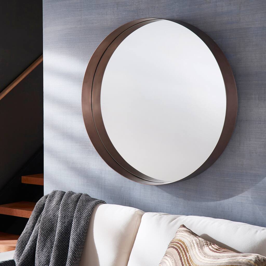 Avery Frame Ledge Round Wall Mirror by iNSPIRE Q Bold