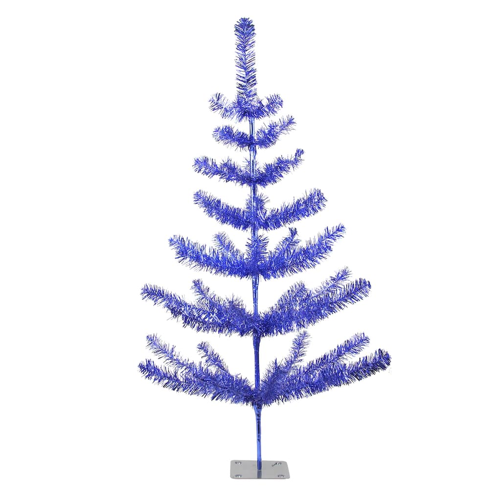 3' Medium Blue Tinsel Twig Pine Artificial Christmas Tree - Unlit - 3 Foot