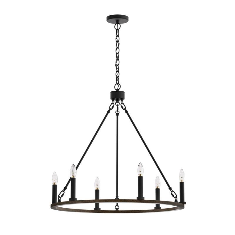 Acroma 6-light Farmhouse Rustic Round Wagon Wheel Chandelier with UL - 23''