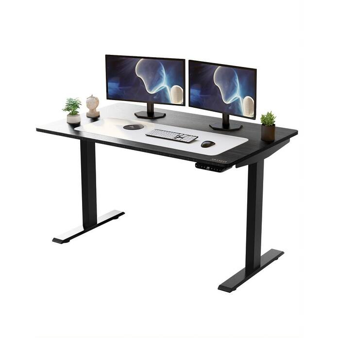 Rise Up Electric Standing Desk Dual Motor 60x30 solid bamboo desktop - Top: 60x30" / Frame Height: 23.6-49.2" - Black