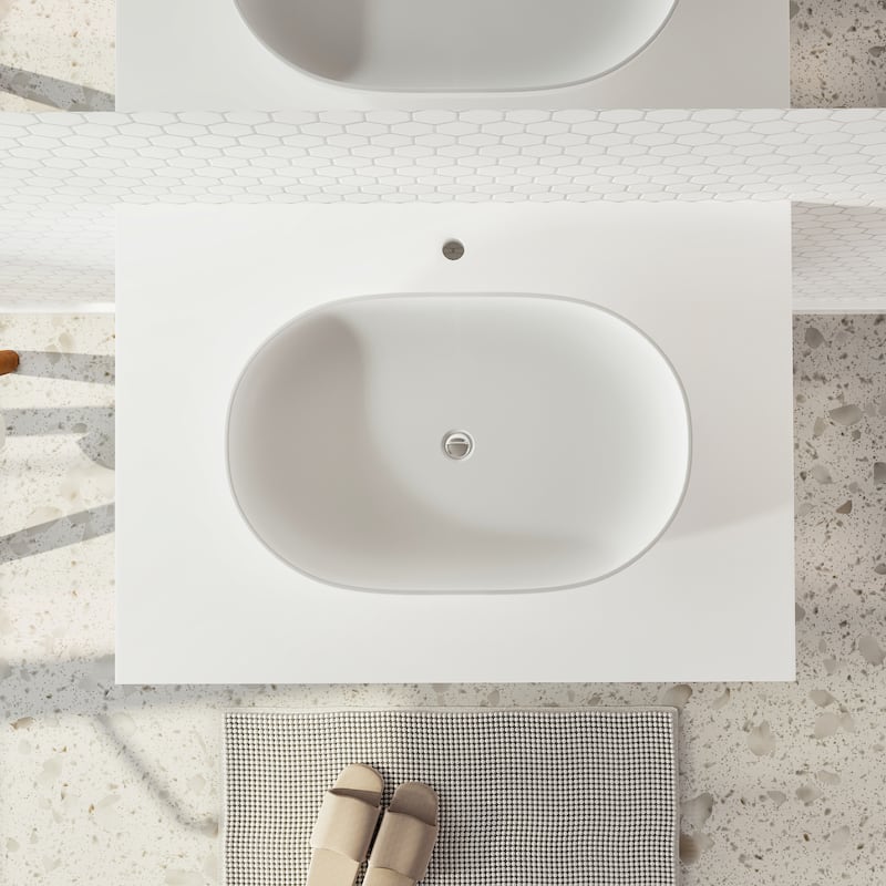 Eviva Santa Monica 36 inch Rosewood Wall Mount Bathroom Vanity with Acrylic Vessel Sink