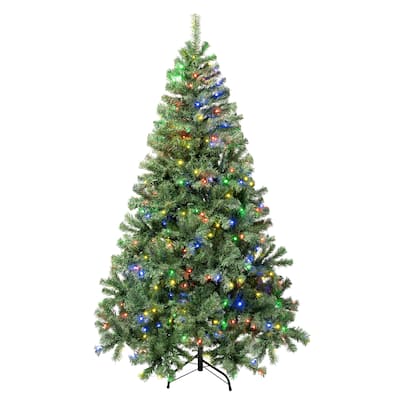 National Tree Company 6 ft. Pre-lit Artificial Sagamore Hinged Tree 400 LED Multi LED Lights- UL - 6 Foot