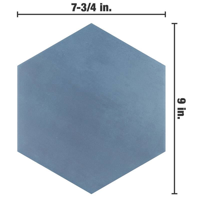 Merola Tile Horizon Hex Azul 7-3/4" x 9" Porcelain Floor and Wall Tile